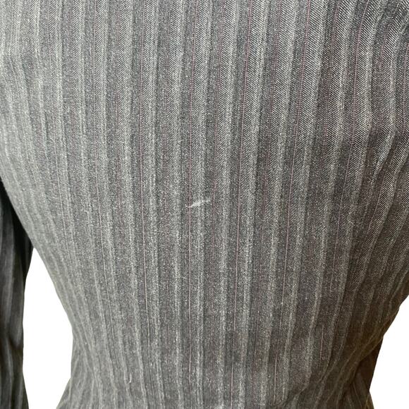 GARY GRAHAM Double Layer Faux Leather Pinstriped Black Gray Blazer Size 4 - Picture 3 of 14